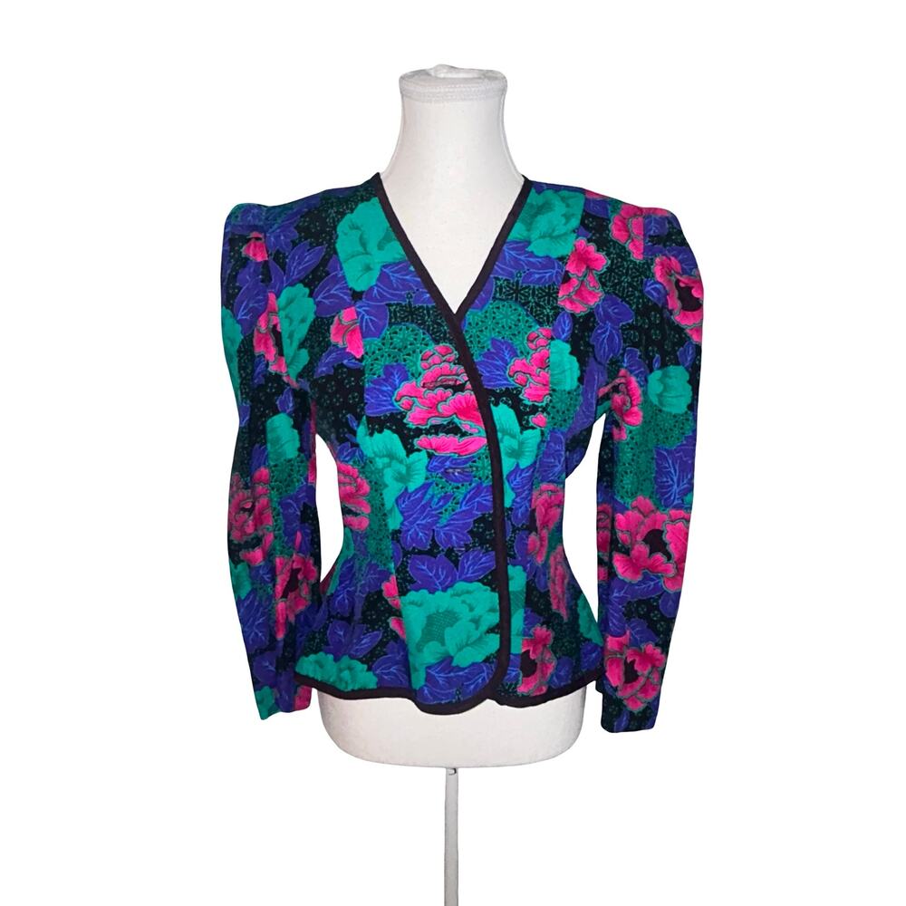 Vintage 1980s Jessica Howard Floral Jacket Blazer Size 6